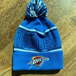 Adidas OKC Thunder Beanie Oklahoma City Thunder Blue Winter Pom NWOT
